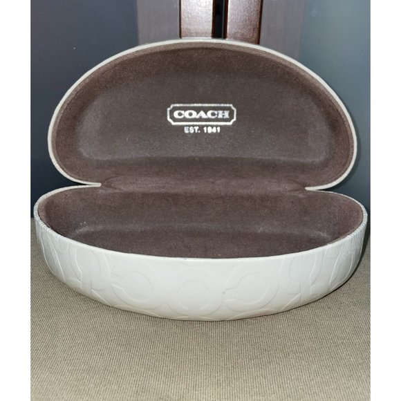 Coach Sunglasses Eyeglass White Signature Monogram Leather Hard Clamshell Case - Picture 5 of 8